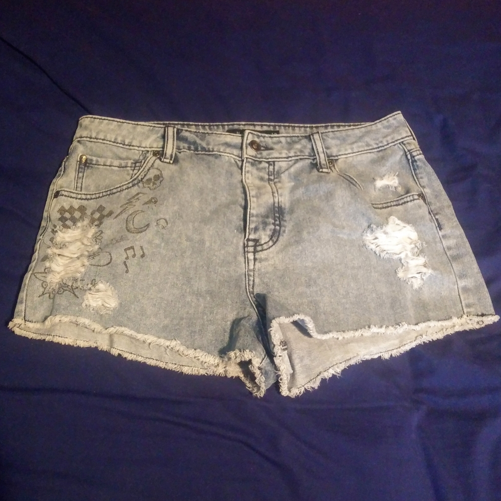 Distressed High Rise Jean Shorts
